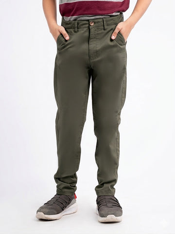 Boys Slim Chino  Pant - Olive