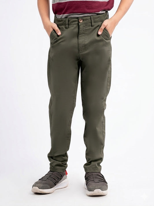 Boys Slim Chino  Pant - Olive
